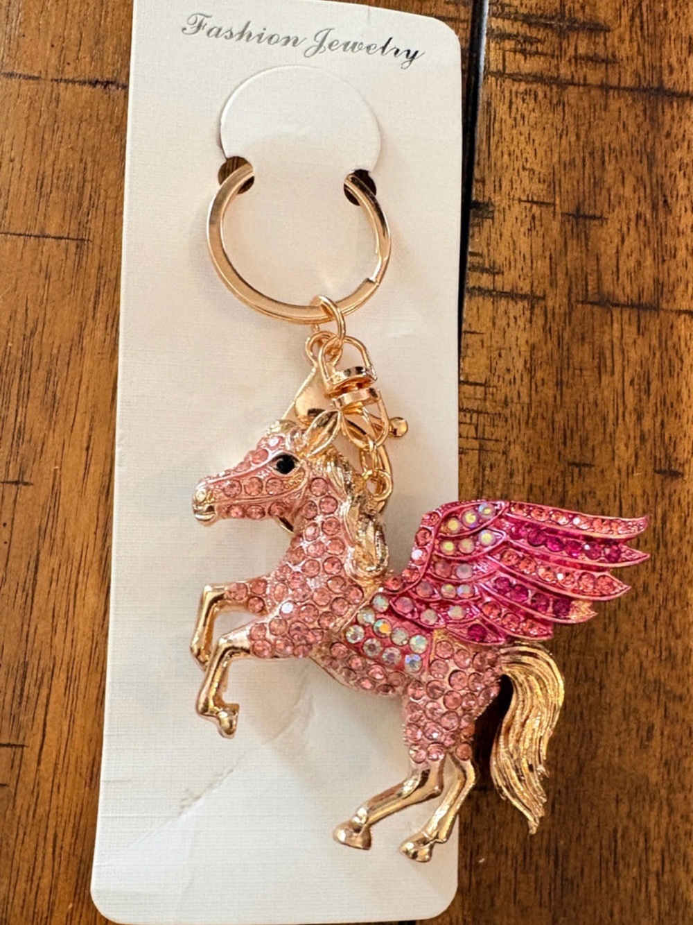 Pink Crystal Pegasus Keychain